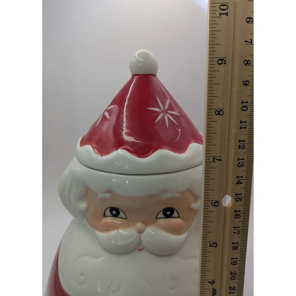 Johanna‎ Parker Magenta Carnival Cottage Santa Claus Canister Cookie Jar Ceramic